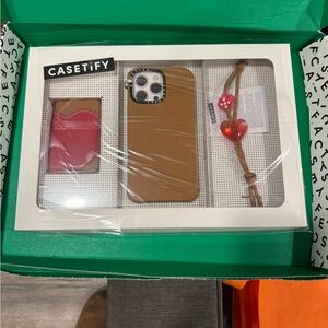 Casetify Tan and Red Phone Case Set